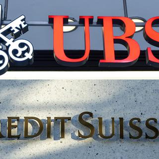 Les logos d'UBS et de Credit Suisse. [Keystone - Photomontage]