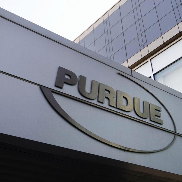 Le logo de Purdue Pharma. [AP Photo/Keystone - Douglas Healey]