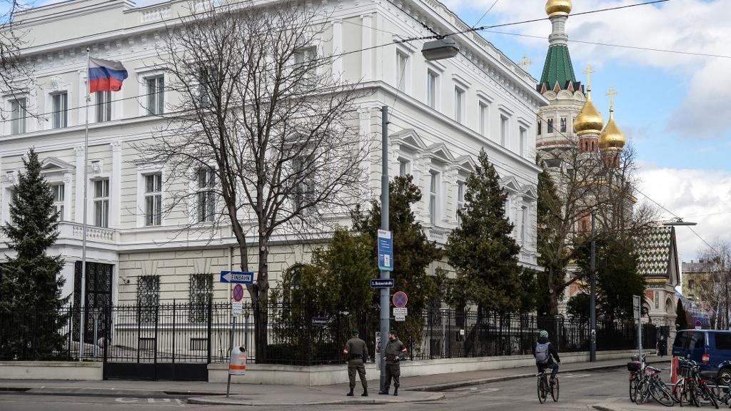 L'Ambassade de la Fédération de Russie et la cathédrale russe orthodoxe de Saint-Nicholas à Vienne (mars 2018). [Sputnik via AFP - Alexey Vitvitsky]