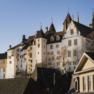 Une vue du Château de Neuchâtel, siège du Gouvernement et du Parlement de la République et du canton de Neuchâtel. [Keystone - Jean-Christophe Bot]