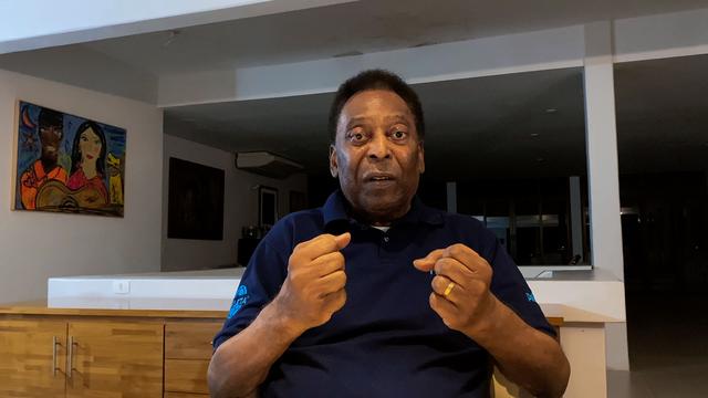 Pelé lors d'une intervention vidéo depuis son domicile de Santos, le 17.10.2020. [Pele's Press Office/AFP - Joe Fraga]