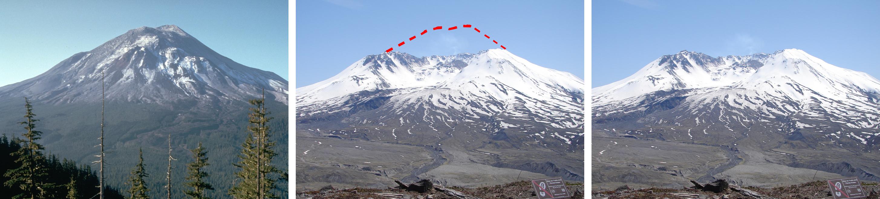 Le Mont Saint Helens, dans l'Etat de Washington, aux Etats-Unis avant et après son éruption du 18 mai 1980. [Gryphonis/CC - USGS/wikinews]