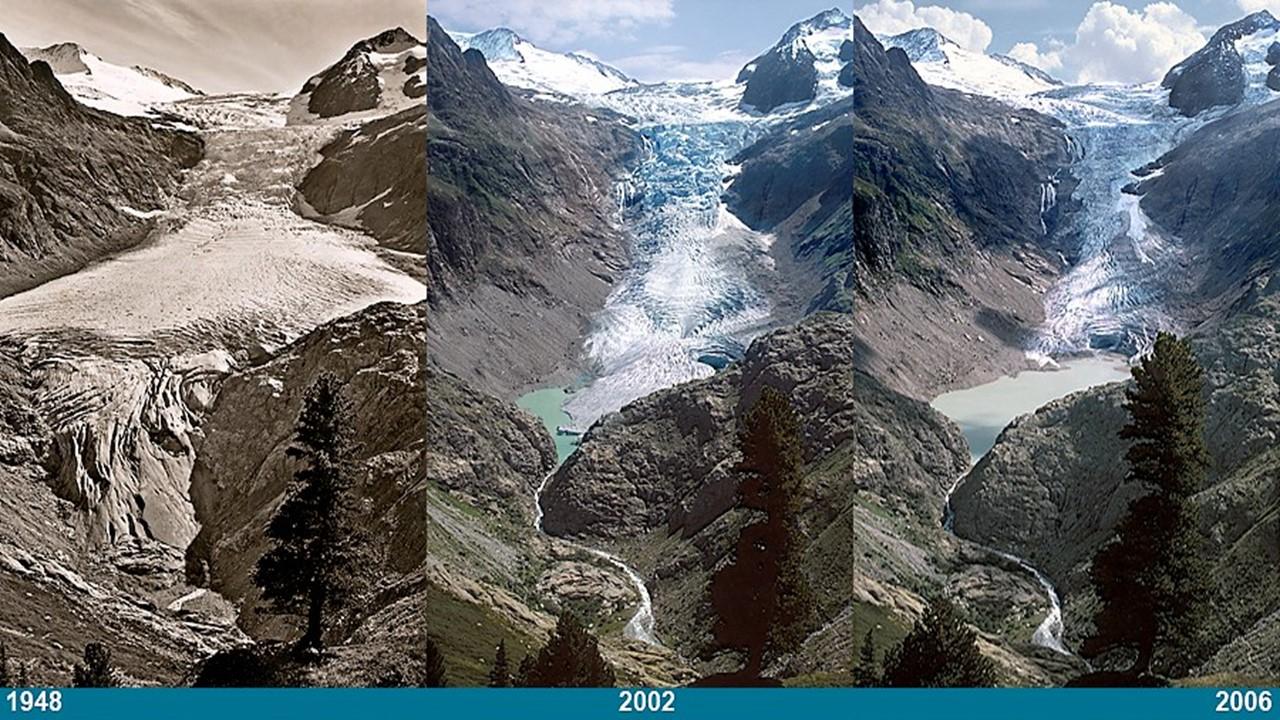 Evolution du glacier de Trift (BE) entre 1948 et 2006 [http://www.gletscherarchiv.de - Francoise Funk-Salami / Gerhard Rohrmoser]
