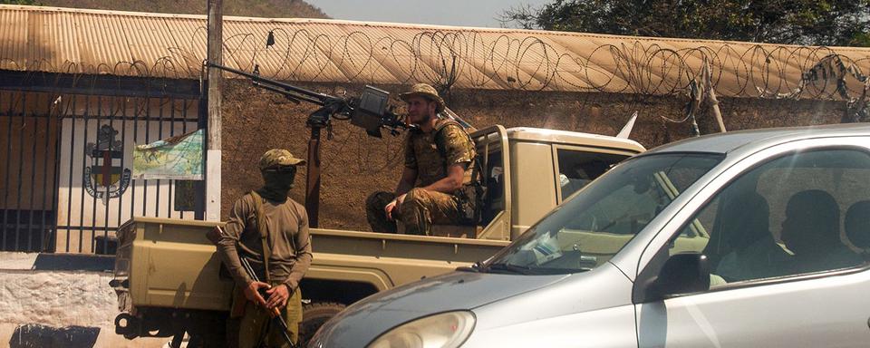 Soldats russes en soutien au gouvernement centrafricain à Bangui, 25.12.2020. [Anadolu Agency/AFP - Nacer Talel]