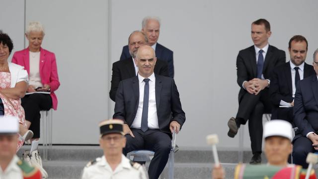 Alain Berset lors du défilé du 14 juillet. [Keystone/EPA - Christophe Ena]