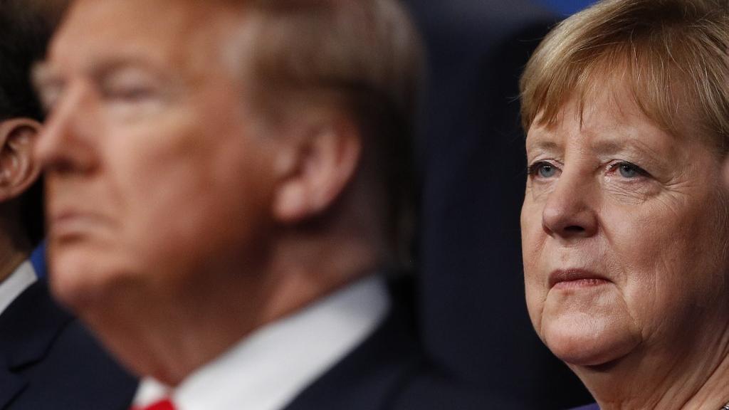 Angela Merkel et Donald Trump lors d'un sommet des pays de l'OTAn en 2019. [AFP - Peter Nicholls]