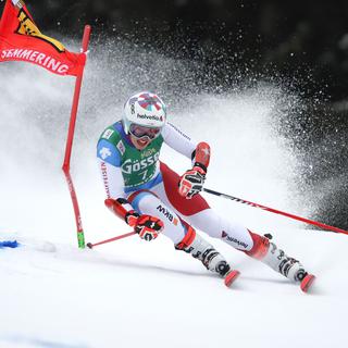 Michelle Gisin est la meilleure Suissesses à l'issue du premier tracé. [Keystone - Gabriele Facciotti]