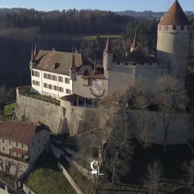 Le château de Lucens vu du ciel