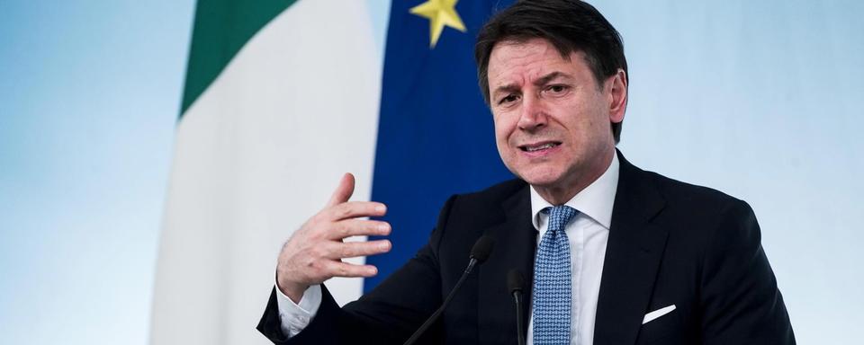 Le Premier ministre italien Giuseppe Conte lors d'une conférence de presse sur le coronavirus, le 5 mars 2020 à Rome. [AFP - Angelo Carconi]