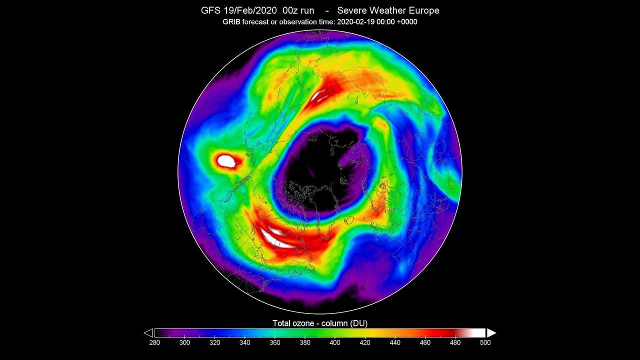 Position du vortex polaire le 19 février 2020 [GFS]