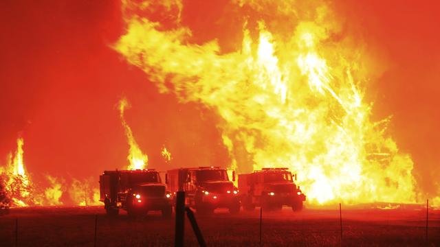 Un brasier à l'ouest de Sacramento en Californie, 18.08.2020. [The Press Democrat/AP/Keystone - Kent Porter]