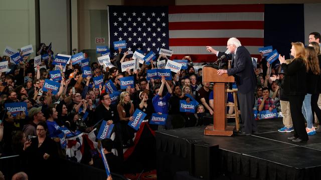 Le sénateur Bernie Sanders lors des primaires démocrates dans l'Iowa, le 3 février 2020. [Reuters - Mike Segar]