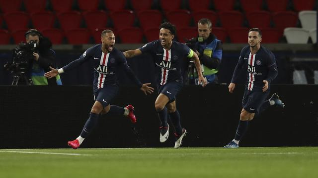 Neymar a ouvert la marque. Marquinhos et Sarabia savourent. Le PSG a vaincu le signe indien. [UEFA]