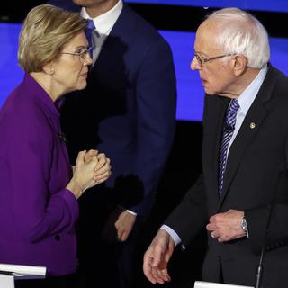 Tensions entre les deux candidats à la primaire démocrate, Elizabeth Warren et Bernie Sanders [AP Photo/ AFP - Patrick Semansky]