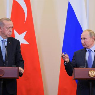 Recep Tayyip Erdogan et Vladimir Poutine à Sochi en octobre 2019. [Kremlin/Reuters - Alexei Druzhinin]