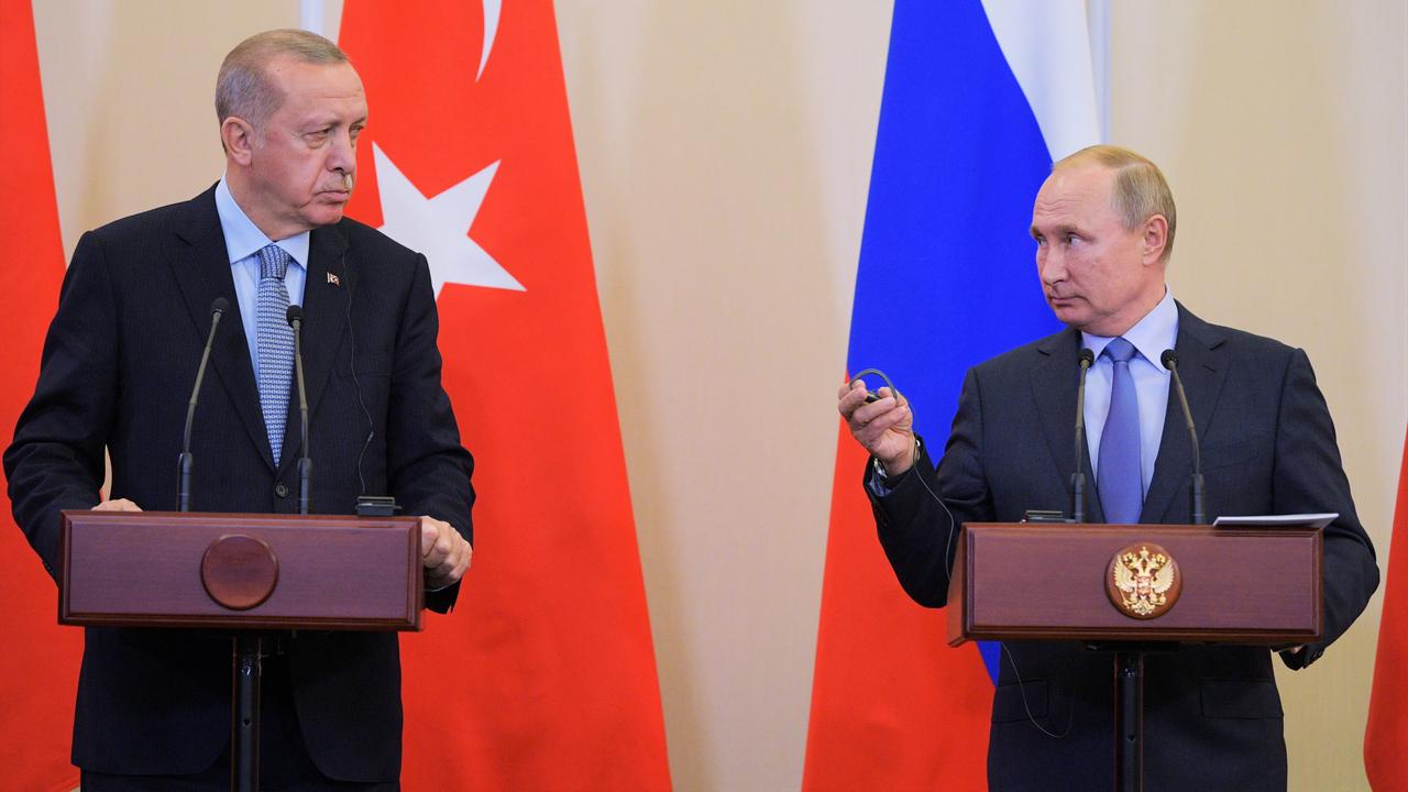Recep Tayyip Erdogan et Vladimir Poutine à Sochi en octobre 2019. [Kremlin/Reuters - Alexei Druzhinin]