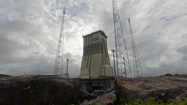 Une rampe de lancement du Centre spatiale européen à Kourou, en Guyane française. [AP/Keystone - Sergey Mamontov]