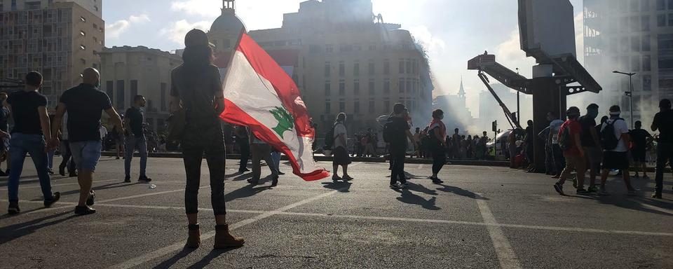 Manifestants dans les rues de Beyrouth, samedi 08.08.2020. [RTS - Mouna Hussein]