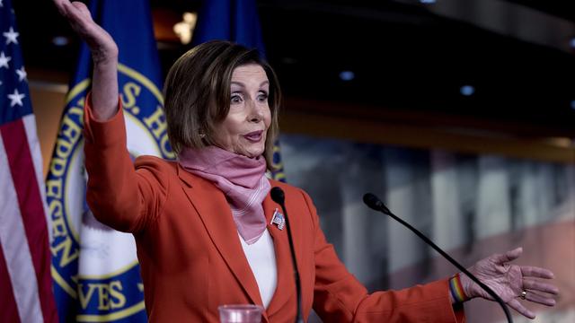 Nancy Pelosi lors d'une conférence de presse le 24 avril. [Keystone - AP Photo/Andrew Harnik]