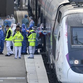Deux TGV médicalisés sont partis de Nancy et de Mulhouse en direction de la Nouvelle Aquitaine avec 36 patients en réanimation. [AFP - Sébastien Bozon]