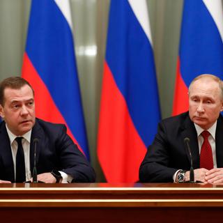 Le gouvernement russe a annoncé sa démission en bloc. [Government press service pool/Keystone - Atakhov/Sputnik]