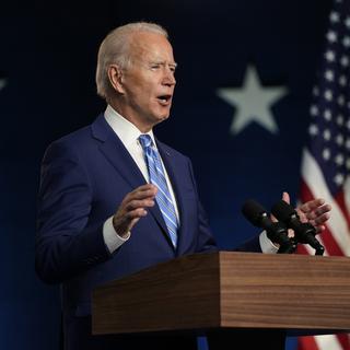 Le candidat présidentiel Joe Biden s'exprimant le 4 novembre 2020. [Keystone/AP Photo - Carolyn Kaster]