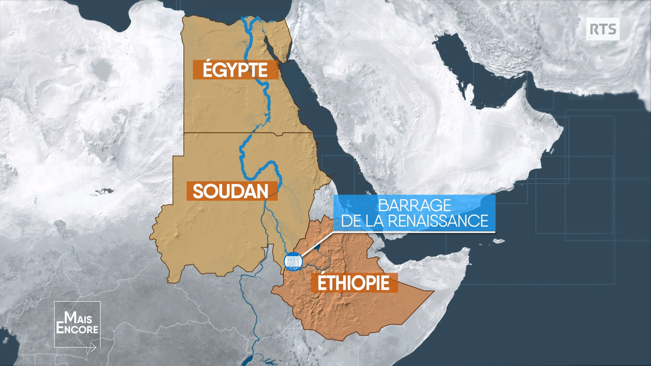 Une fois achevé, le Grand Barrage de la Renaissance sera le plus puissant du continent africain et offrira à l’Ethiopie une puissance inédite dans la région. [RTS - Géopolitis]