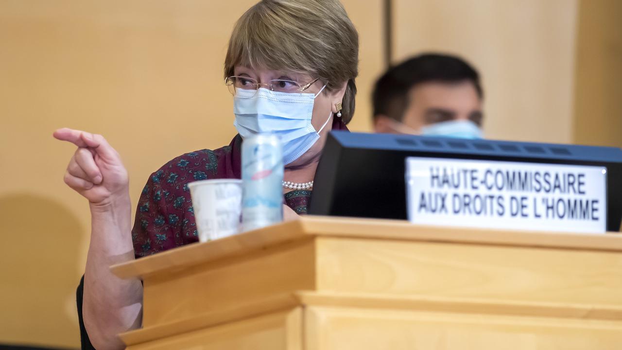 La Haut-Commissaire aux droits de l'homme de l'ONU Michelle Bachelet. [Pool/Keystone - Martial Trezzini]
