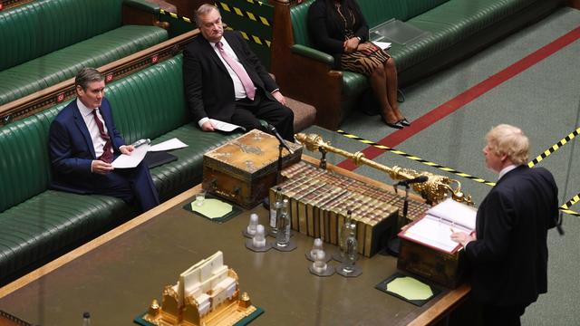 Boris Johnson au Parlement britannique, mercredi 06.05.2020. [UK Parliament/EAP/Keystone - Jessica Taylor]