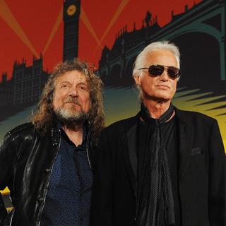 Les membres du groupe de rock Led Zeppelin John Paul Jones, Robert Plant et Jimmy Page le 21 septembre 2012 à Londres. [AFP - Andy Rain]
