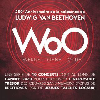 Affiche du premier concert "WoO - Werke ohne Opus" de l'Agence Crescendo pour le 250e anniversaire de la naissance de Beethoven. [Agence Crescendo]