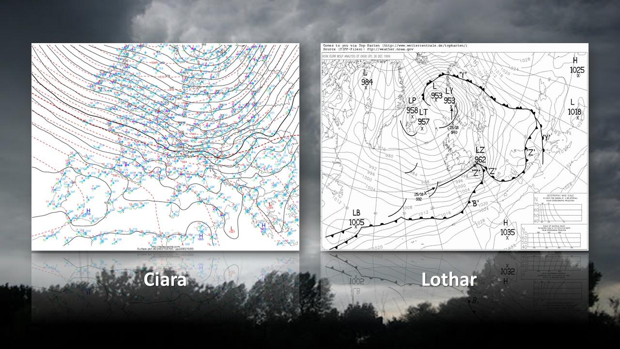 Tempête Ciara: comparaison des pressions au sol avec Lothar (26 décembre 1999) [RTS]