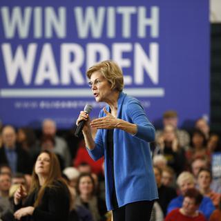 Elizabeth Warren en campagne à Iowa City, dans l'Iowa, ce 1er février 2020. [AP Photo - John Locher)]