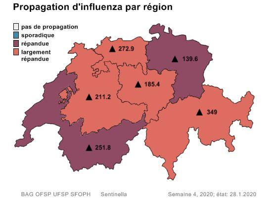 Propagation de la grippe. [Office fédéral de la santé publique]