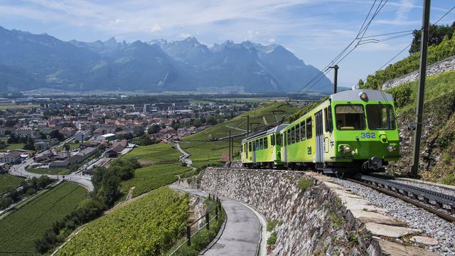 Le prolongement du train Aigle-Leysin passera sous la station leysenoude. [Keystone - Jean-Christophe Bott]