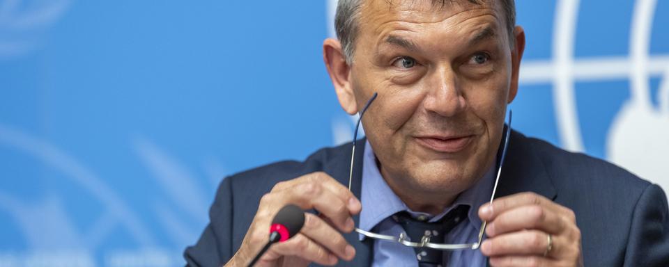 Philippe Lazzarini à l'ONU à Genève en janvier 2019. [Keystone - Martial Trezzini]