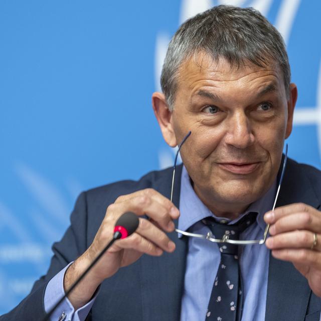 Philippe Lazzarini à l'ONU à Genève en janvier 2019. [Keystone - Martial Trezzini]