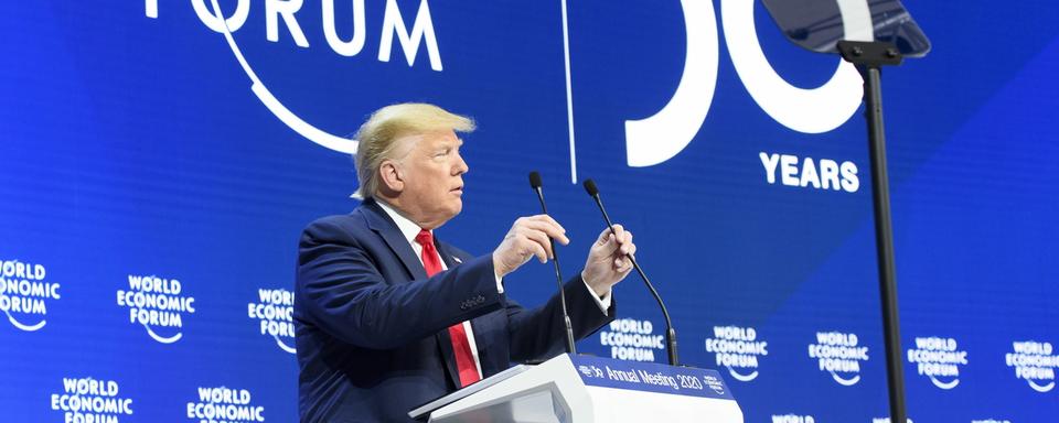 Donald Trump donne un discours au WEF 2020 à Davos. [EPA/Keystone - Gian Ehrenzeller]