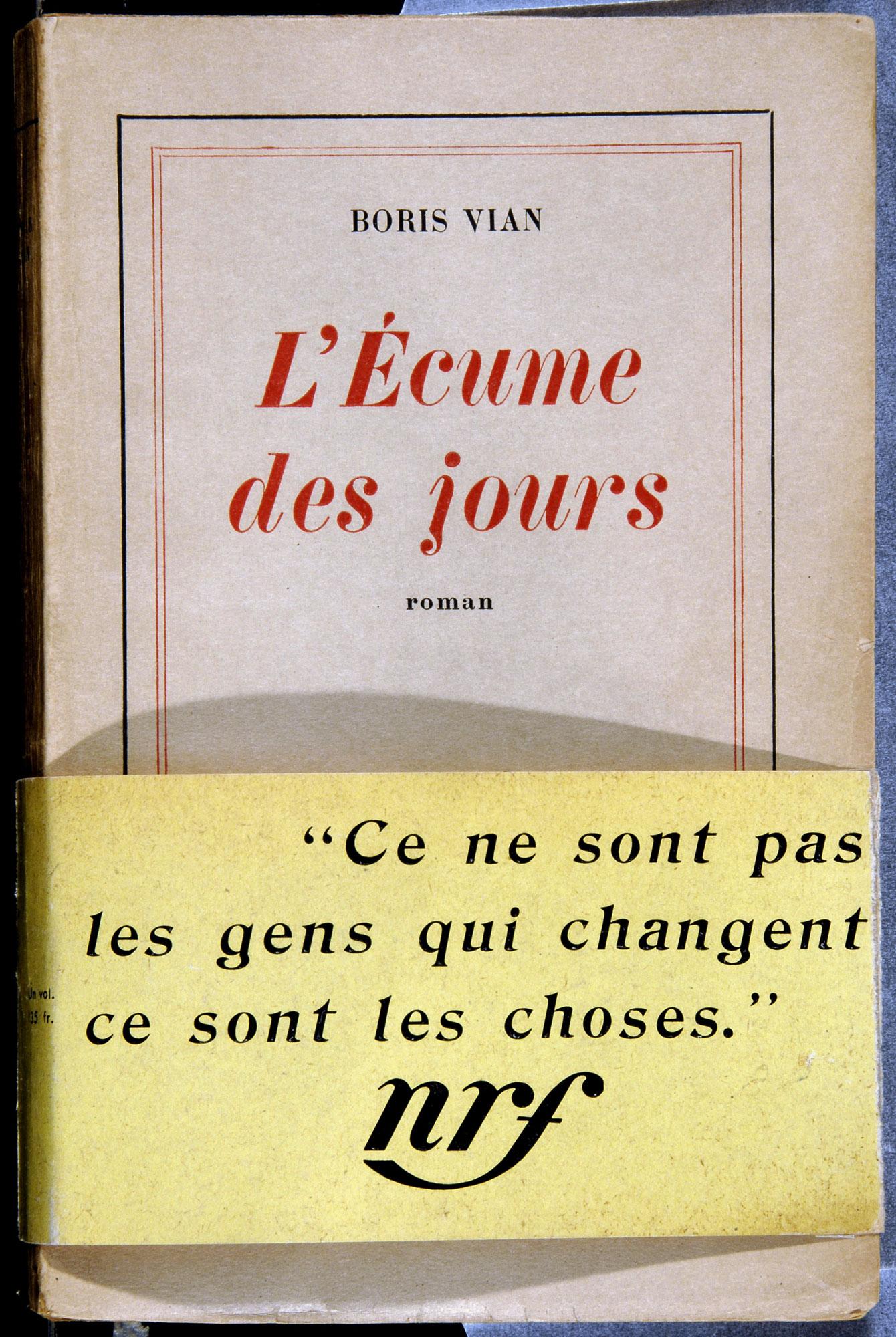 Couverture du livre "L'écume des jours" roman de Boris Vian. [AFP - Editions Gallimard NRF, 1947]