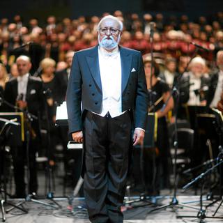 Le compositeur polonais Krzysztof Penderecki ici photographié le 29 août 2009 lors d'un concert au Grand Théâtre de Lodz. [Reuters - Agencja Gazeta]