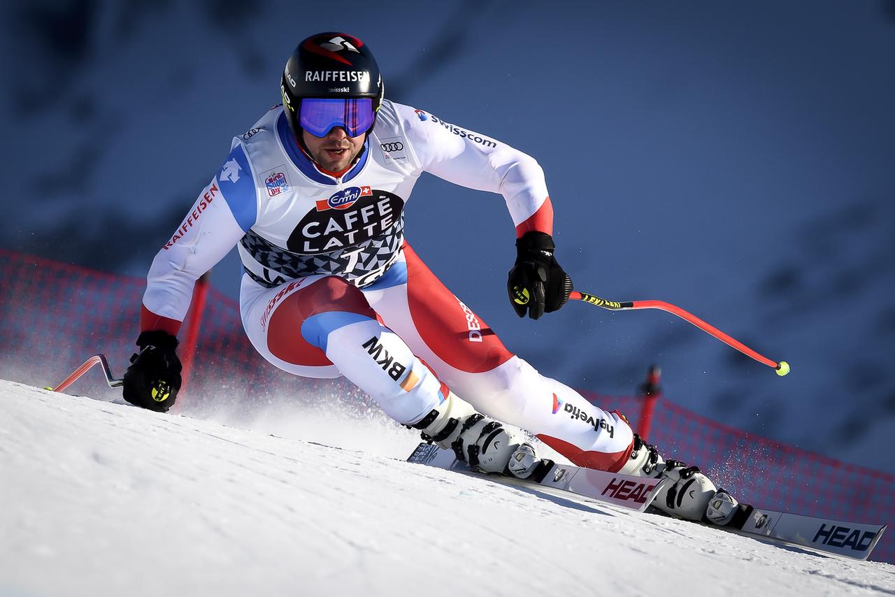 Beat Feuz a régalé les très nombreux spectateurs qui ont fait le déplacement dans les Alpes bernoises. [KEYSTONE - Anthony Anex]