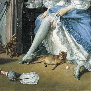 François Boucher, "Dame attachant sa jarretière et sa servante", 1742, Madrid, détail. [AFP - AGLILEO COLLECTION]