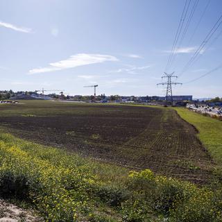 Les terrains agricoles qui devaient accueillir le projet Pré-du-Stand au Grand-Saconnex (GE). [Keystone - Salvatore Di Nolfi]
