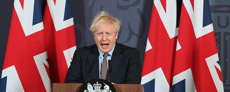 Le Premier ministre britannique Boris Johnson après l'annonce d'un accord entre son pays et l'Union Européenne. [Pool Photo/AP/Keystone - Paul Grover]