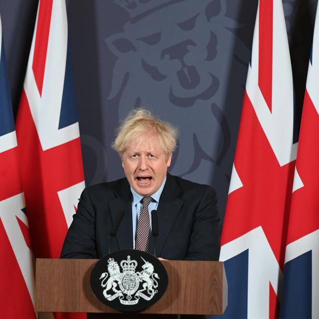 Le Premier ministre britannique Boris Johnson après l'annonce d'un accord entre son pays et l'Union Européenne. [Pool Photo/AP/Keystone - Paul Grover]