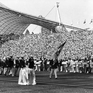 L'ouverture des Jeux olympiques de Munich, le 26 août 1972. [Keystone - EPA/DPA/Str]