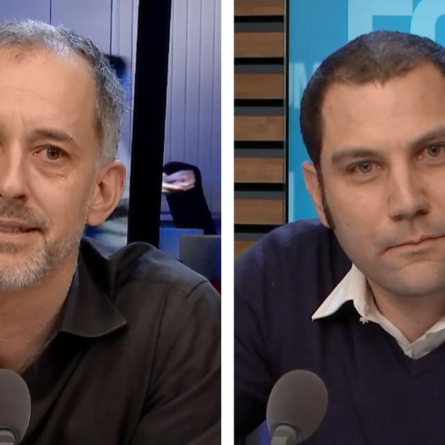 Grégoire Vittoz, directeur d'Addiction suisse, et Philippe Miauton, PLR, directeur-adjoint de la Chambre vaudoise de commerce et d'industrie [RTS]