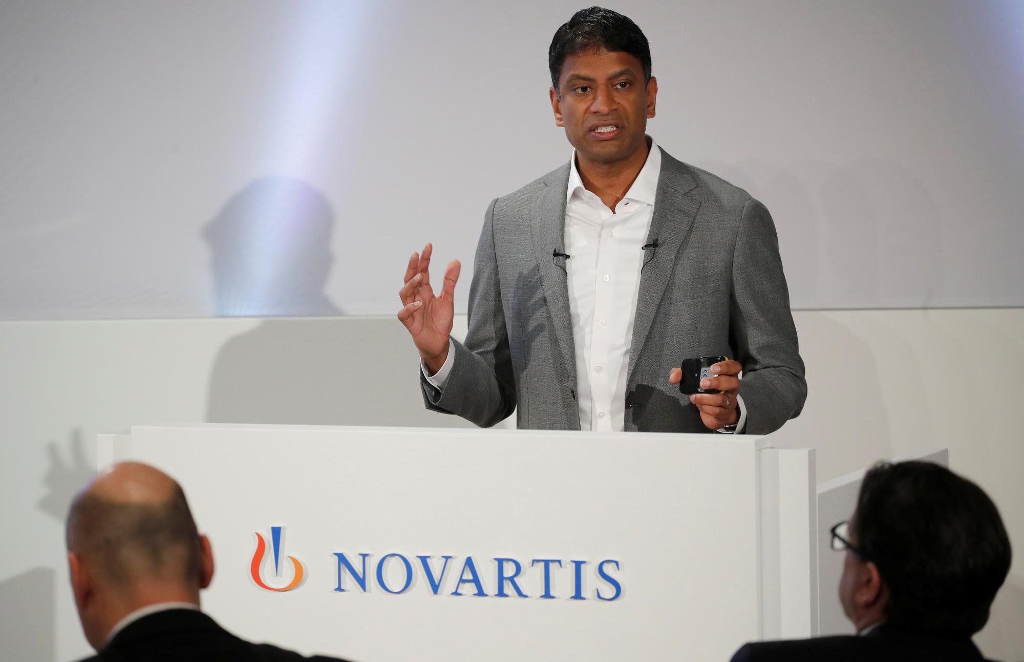 Le directeur général de Novartis Van Narasimhan, lors d'une conférence annuelle à Bâle, le 29 janvier 2019. [Reuters - Arnd Wiegmann]
