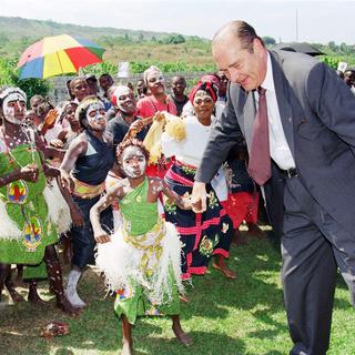 Le président français Jacques Chirac lors d'une visite au Gabon en 1996. [AFP - Gerard Fouet]