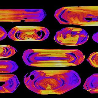 Image de cathodoluminescence des cristaux de zircon du volcan Nevado de Toluca au Mexique.
Gregor Weber
Unige [Unige - Gregor Weber]